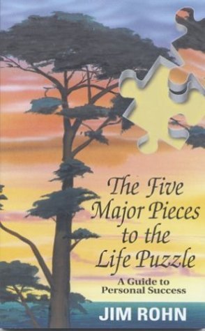 The Five Major Pieces to the Life Puzzle: A Guide to Personal Success' by Jim Rohn, featuring an illustration of a tree against a sunset background with a puzzle piece design overlay."